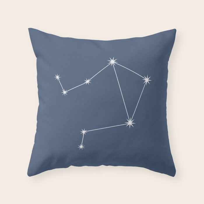 Libra Zodiac Star Constellation Line Art Neutral Blue Throw Pillow Gallery Image 1