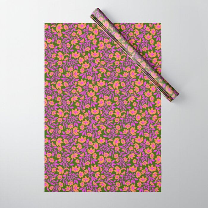 Tropical Blooms Pattern - Green Wrapping Paper Gallery Image 1