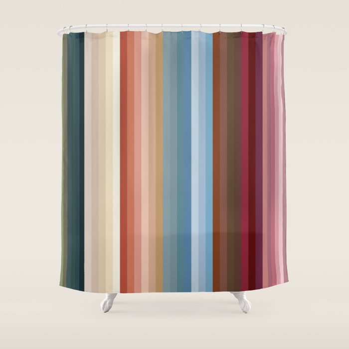 Multicolor Boho Stripes Shower Curtain Gallery Image 1