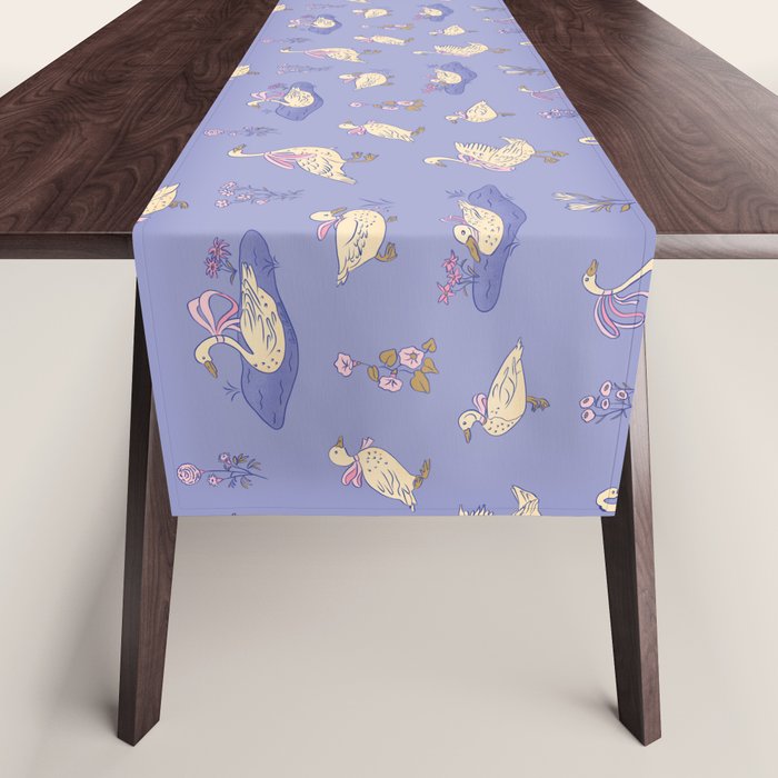 Swans With Bows - Ducks And Flowers Table Runner Gallery Image 1