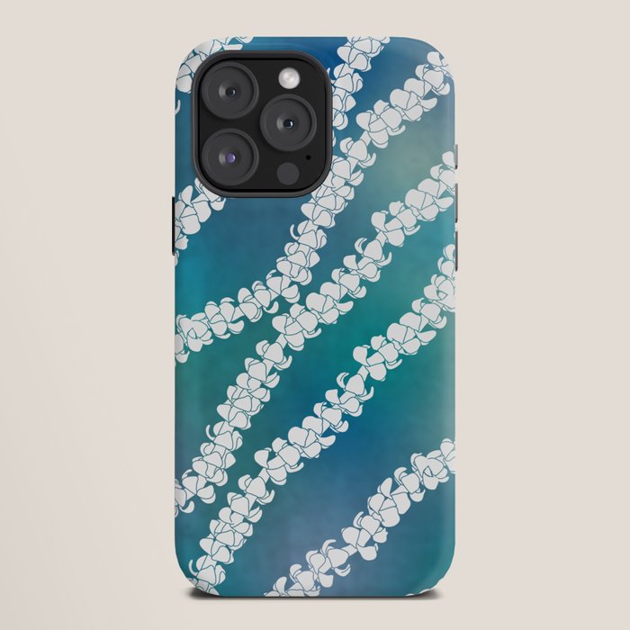 Puakenikeni single lei art on blue iPhone Case Gallery Image 12