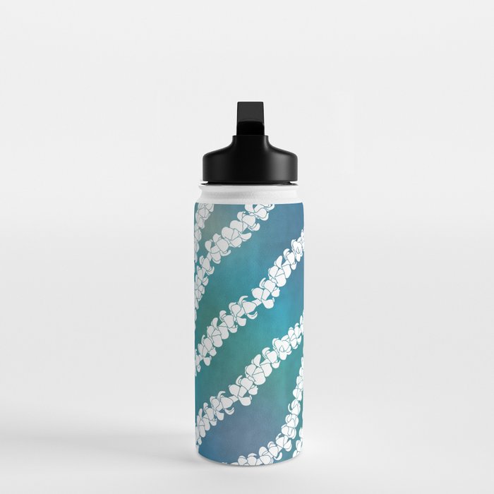Puakenikeni single lei art on blue Water Bottle Gallery Image 3