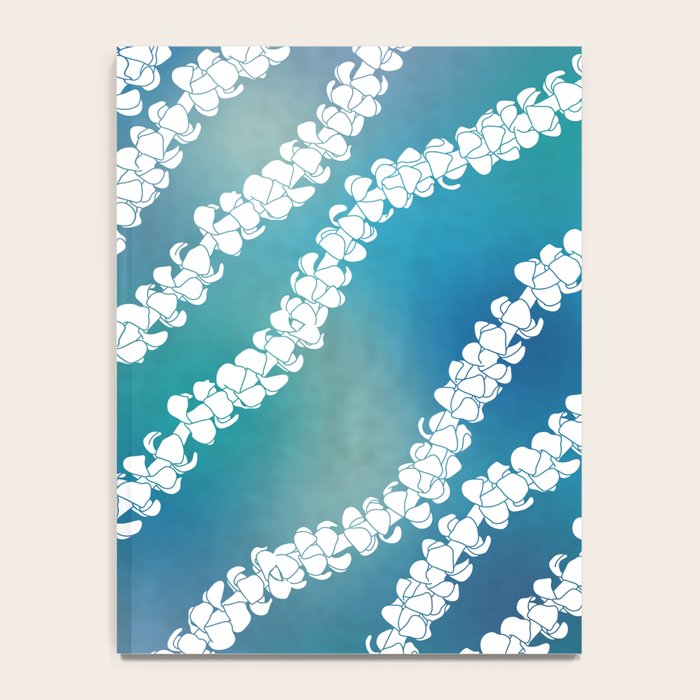 Puakenikeni single lei art on blue Notebook Gallery Image 4