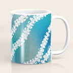 Puakenikeni single lei art on blue Coffee Mug Gallery Image 1
