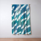 Puakenikeni single lei art on blue Window Curtain Gallery Image 3