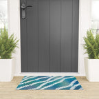 Puakenikeni single lei art on blue Welcome Mat Gallery Image 3