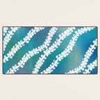 Puakenikeni single lei art on blue Desk Mat Gallery Image 3