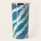 Puakenikeni single lei art on blue Travel Mug Gallery Image 1
