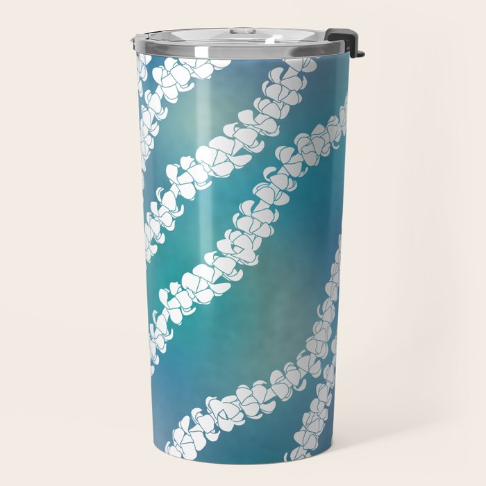 Puakenikeni single lei art on blue Travel Mug Gallery Image 2