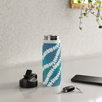 Puakenikeni single lei art on blue Water Bottle Gallery Image 4