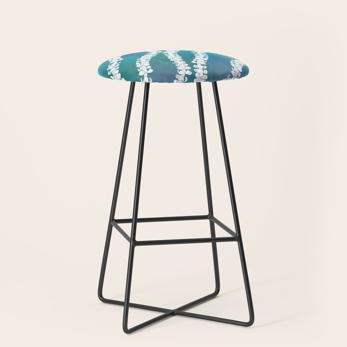 Puakenikeni single lei art on blue Stool Gallery Image 1