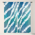 Puakenikeni single lei art on blue Window Curtain Gallery Image 5