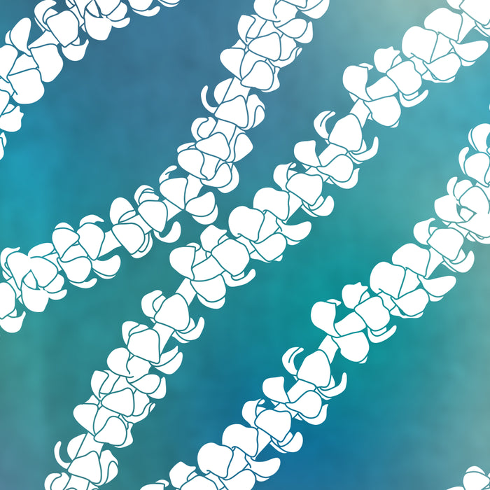 Puakenikeni single lei art on blue Coffee Mug Gallery Image 2
