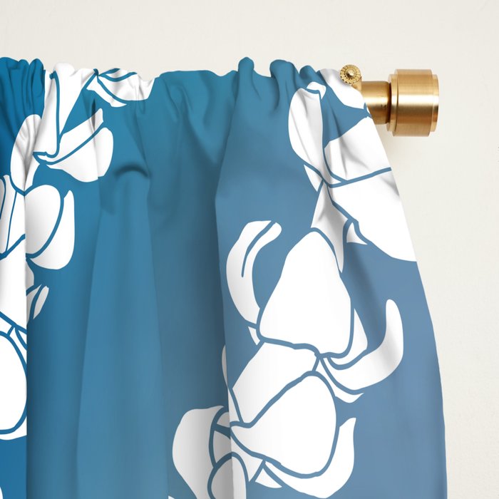 Puakenikeni single lei art on blue Window Curtain Gallery Image 2