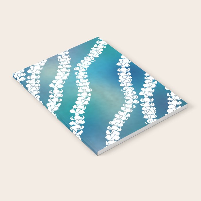 Puakenikeni single lei art on blue Notebook Gallery Image 2