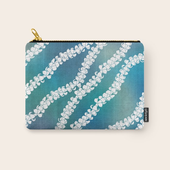 Puakenikeni single lei art on blue Carry All Pouch Gallery Image 1