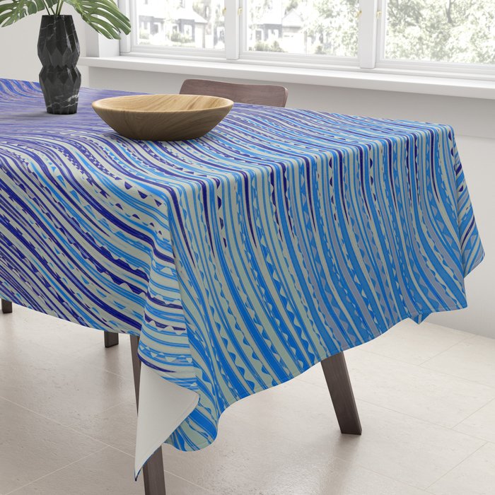 Electric Indigo Wave Symphony Tablecloth Gallery Image 3