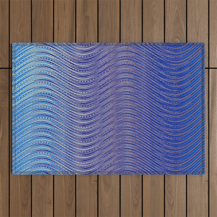Electric Indigo Wave Symphony Outdoor Rug Gallery Image 1