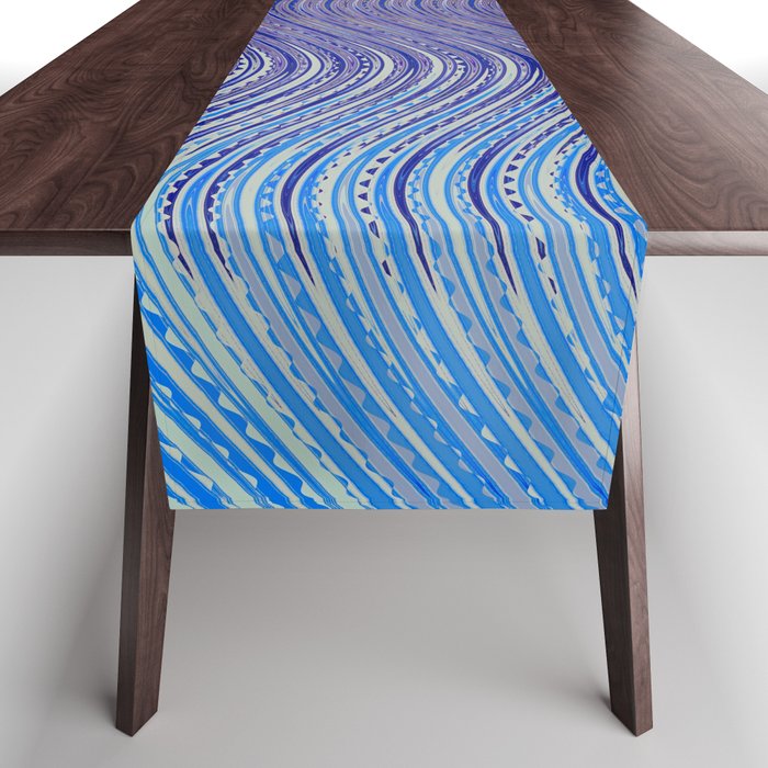 Electric Indigo Wave Symphony Table Runner Gallery Image 1