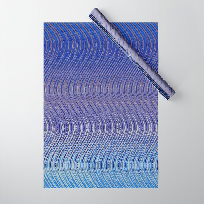 Electric Indigo Wave Symphony Wrapping Paper Gallery Image 1