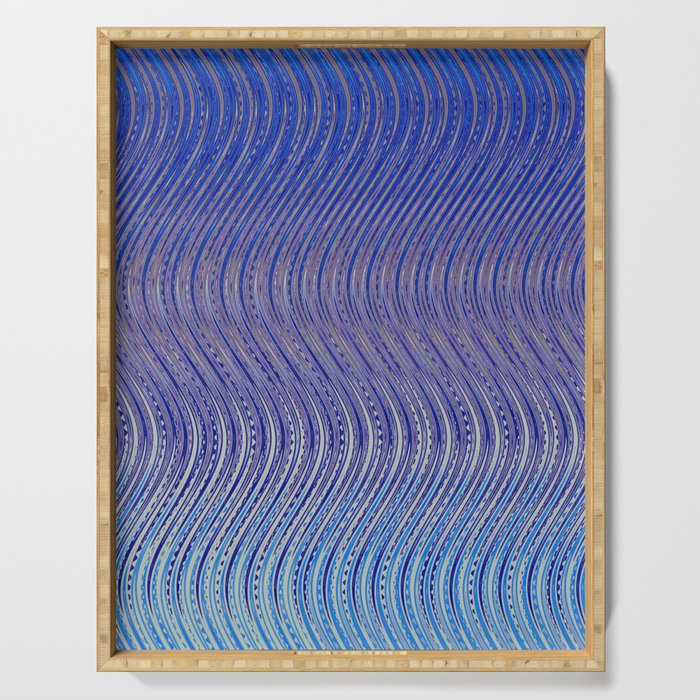 Electric Indigo Wave Symphony Serving Tray Gallery Image 1