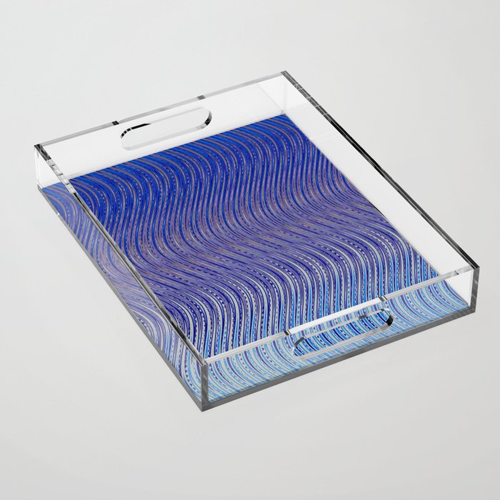 Electric Indigo Wave Symphony Acrylic Tray Gallery Image 1