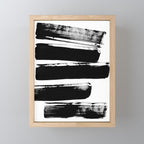 Stripes Black & White Minimalist Abstract Mid century Ink Art Dark Brush Strokes Mini Art Print Gallery Image 1