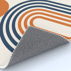 Mid Century Modern Geometric 450 in Navy Blue and Orange (Rainbow and Sun Abstraction) Rug Gallery Image 4