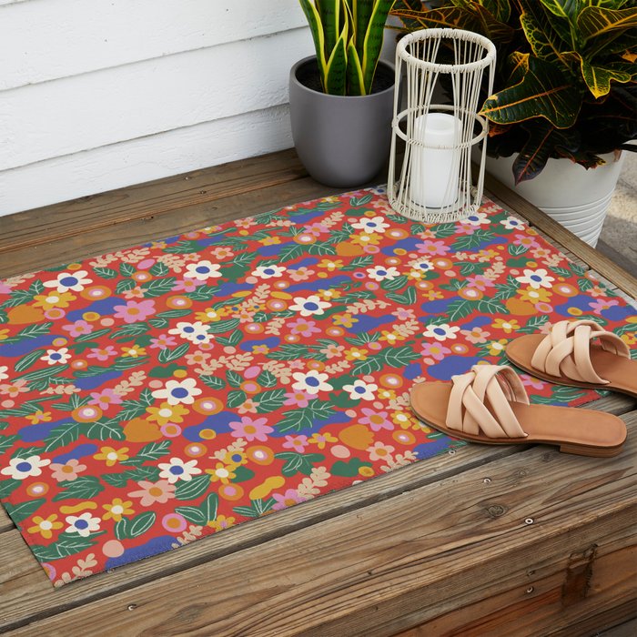 Evelyn red Outdoor Rug Gallery Image 2