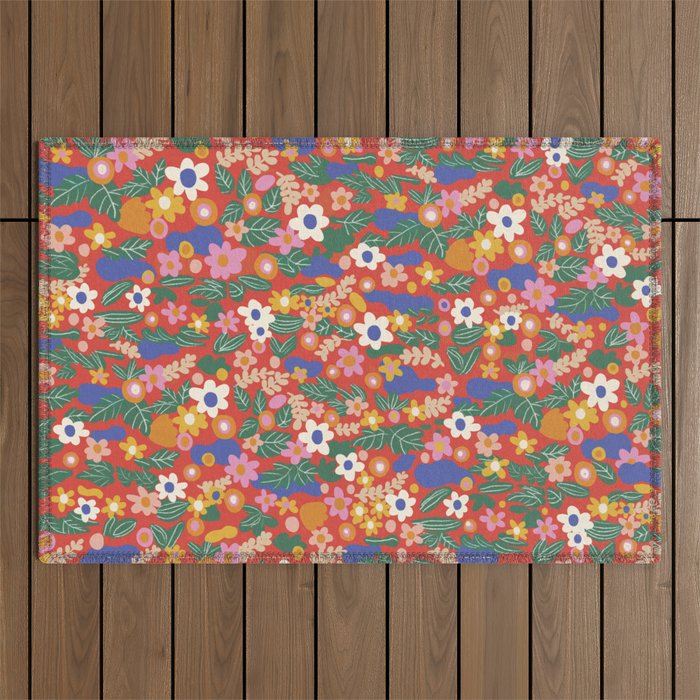 Evelyn red Outdoor Rug Gallery Image 1