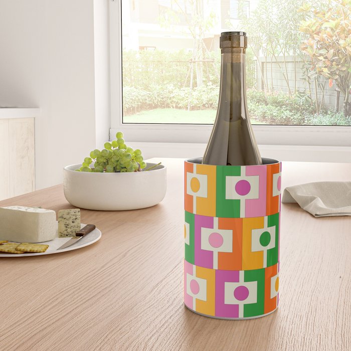 Colorful Retro Geometric Rektangel Pattern Pink Orange Green Wine Chiller Gallery Image 4