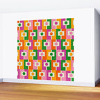 Colorful Retro Geometric Rektangel Pattern Pink Orange Green Wall Mural Gallery Image 2
