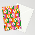 Colorful Retro Geometric Rektangel Pattern Pink Orange Green Stationery Card Gallery Image 2