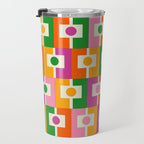 Colorful Retro Geometric Rektangel Pattern Pink Orange Green Travel Mug Gallery Image 3