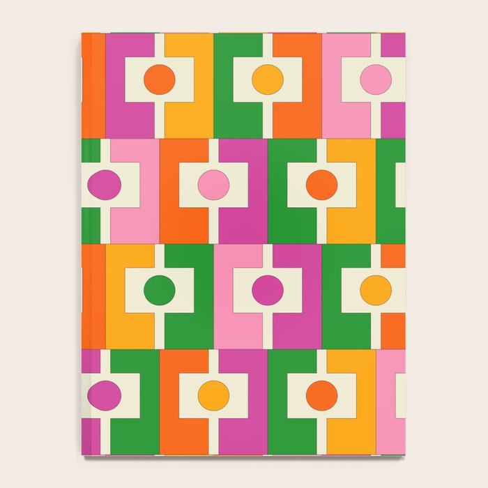 Colorful Retro Geometric Rektangel Pattern Pink Orange Green Notebook Gallery Image 4