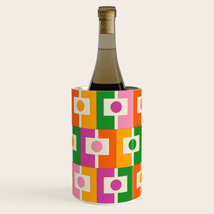 Colorful Retro Geometric Rektangel Pattern Pink Orange Green Wine Chiller Gallery Image 1