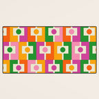 Colorful Retro Geometric Rektangel Pattern Pink Orange Green Desk Mat Gallery Image 3