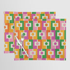 Colorful Retro Geometric Rektangel Pattern Pink Orange Green Placemat Gallery Image 1