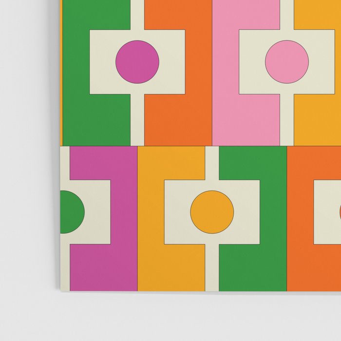 Colorful Retro Geometric Rektangel Pattern Pink Orange Green Poster Gallery Image 3