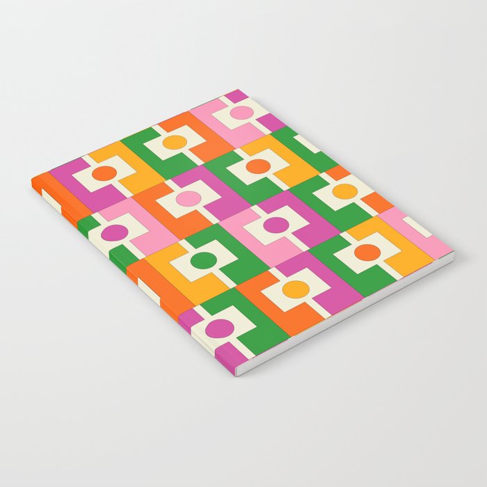 Colorful Retro Geometric Rektangel Pattern Pink Orange Green Notebook Gallery Image 2