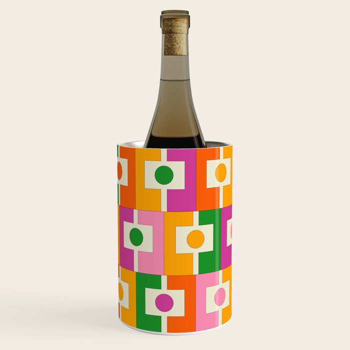 Colorful Retro Geometric Rektangel Pattern Pink Orange Green Wine Chiller Gallery Image 2