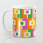 Colorful Retro Geometric Rektangel Pattern Pink Orange Green Coffee Mug Gallery Image 3