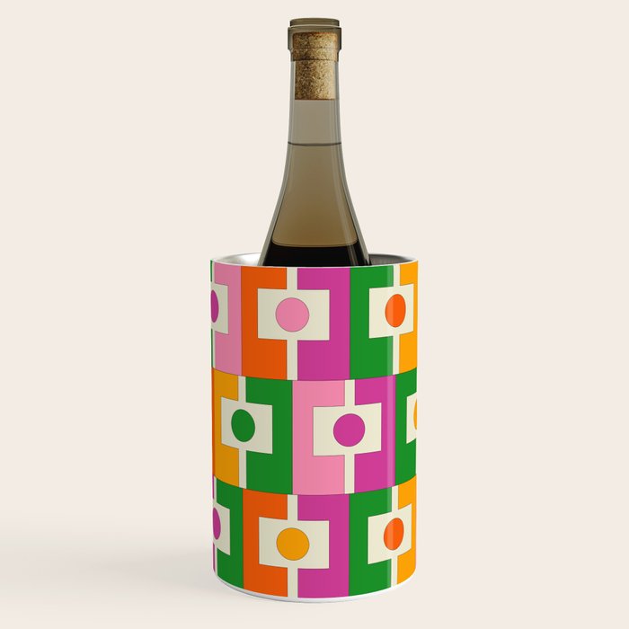 Colorful Retro Geometric Rektangel Pattern Pink Orange Green Wine Chiller Gallery Image 3