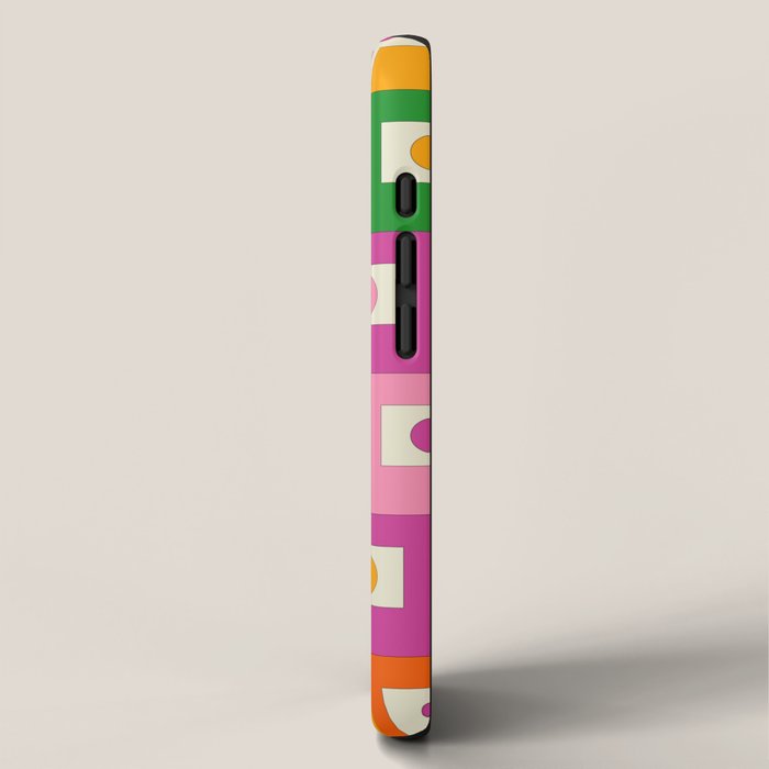 Colorful Retro Geometric Rektangel Pattern Pink Orange Green iPhone Case Gallery Image 2