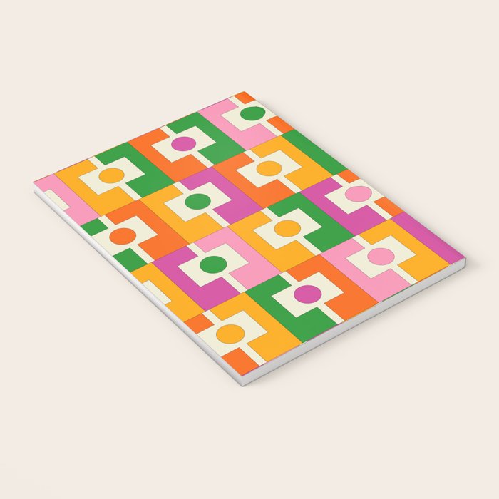 Colorful Retro Geometric Rektangel Pattern Pink Orange Green Notebook Gallery Image 3