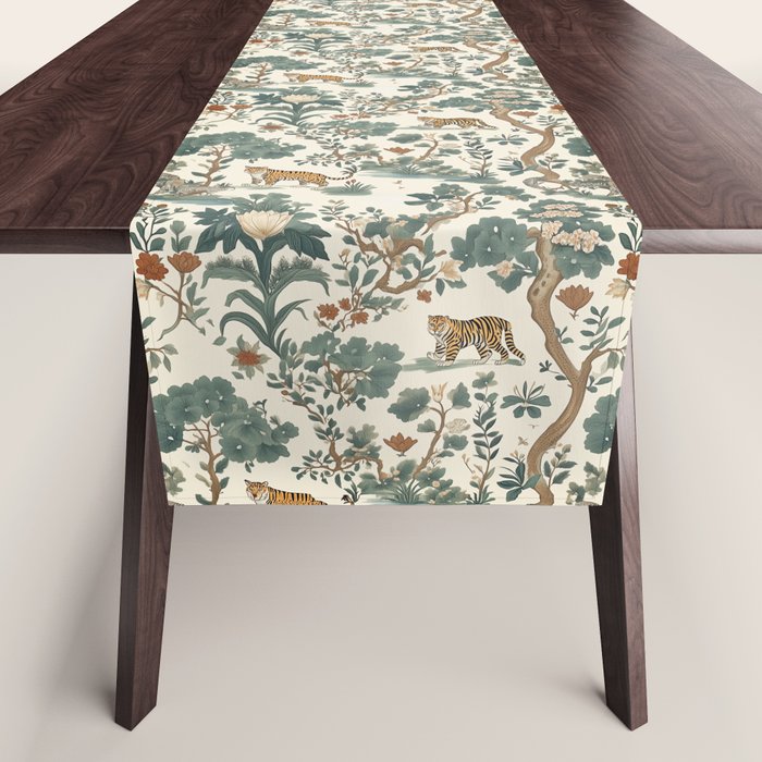 Tigers in Romantic Botanica Table Runner Gallery Image 1