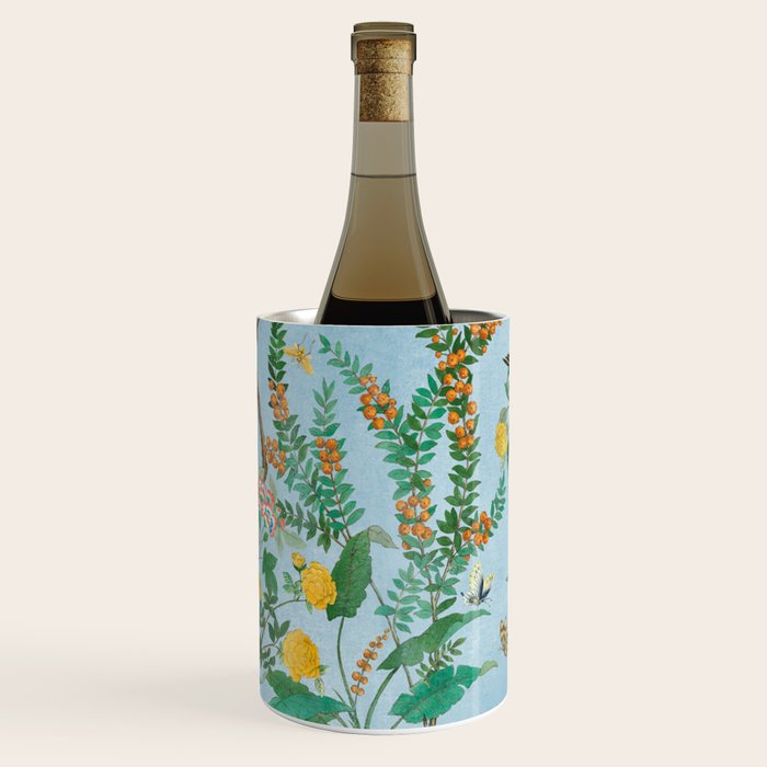 Chinoiserie Pastel Blue Floral Bird Garden Wine Chiller Gallery Image 3