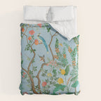 Chinoiserie Pastel Blue Floral Bird Garden Duvet Cover Gallery Image 6