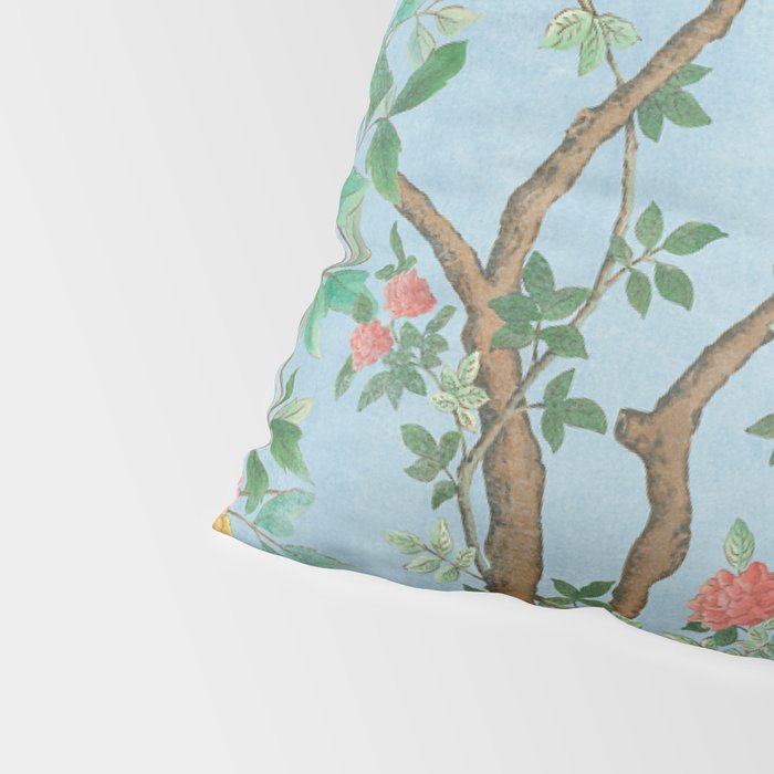 Chinoiserie Pastel Blue Floral Bird Garden Pillow Sham Gallery Image 4