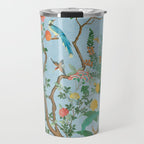 Chinoiserie Pastel Blue Floral Bird Garden Travel Mug Gallery Image 1